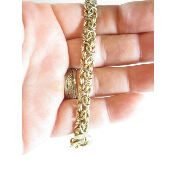 Byzantine Chainmail Gold Washed Sterling Silver 7 3/4" Long Chunky Bracelet - Picture 8 of 9